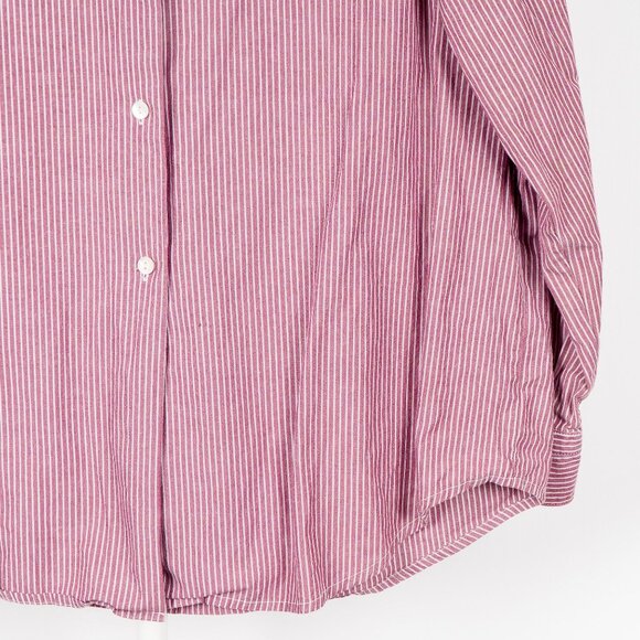 Y2K Button Up Shirt L Womens Momcore Striped Pink White Career Casual Cotton - Picture 3 of 7